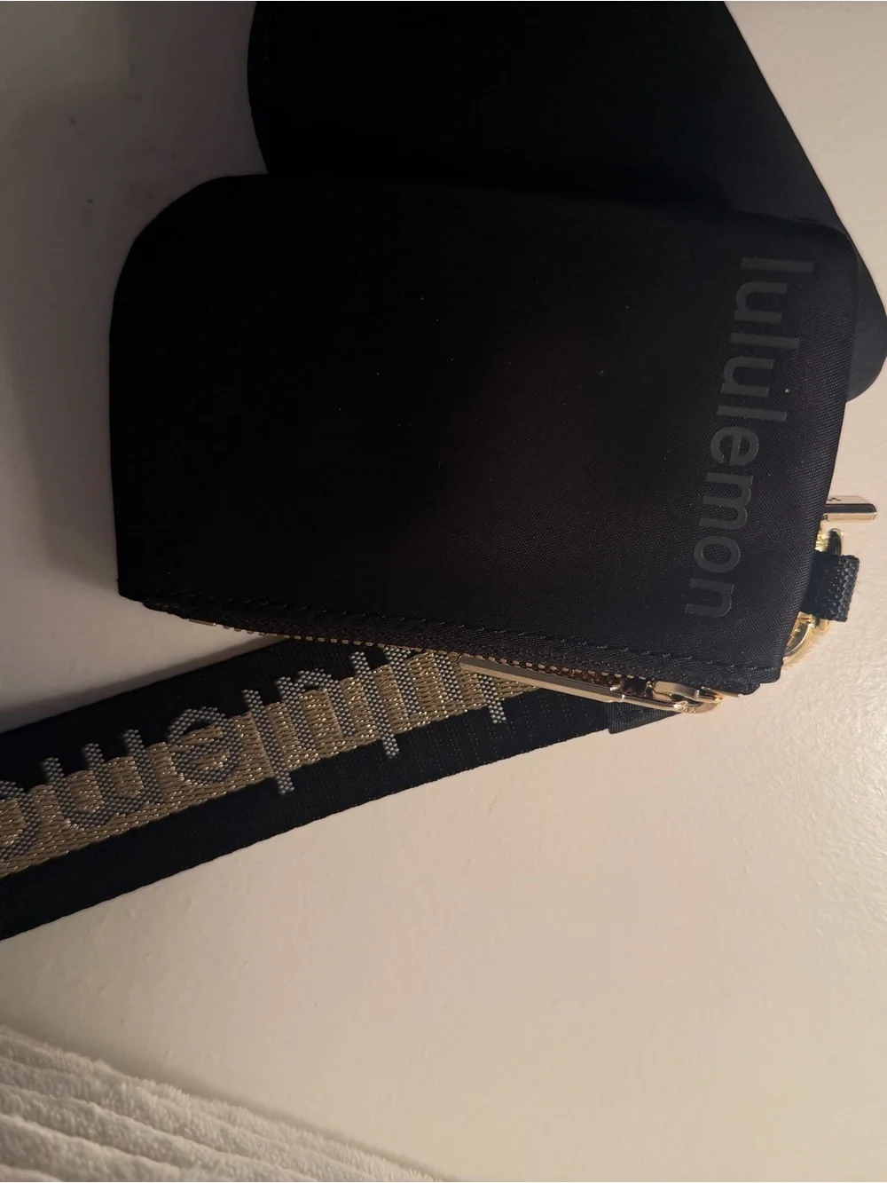 lululemon athletica Black Dual Pouch Wristlet with Gold Hardware